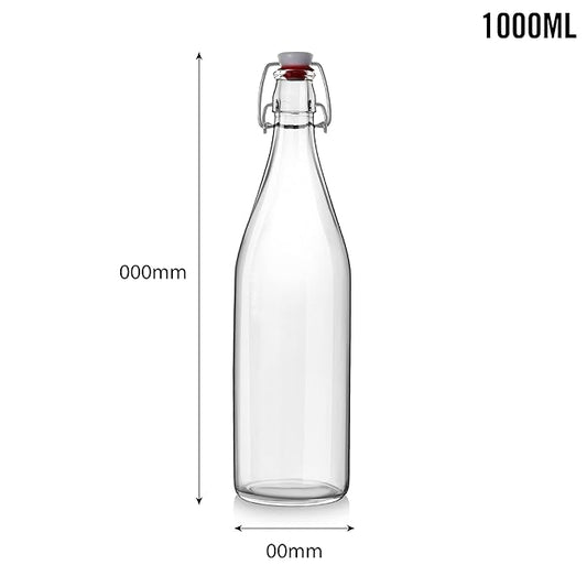 Glass Water Bottle Set of 3, 1000ml Transparent | Freezer Safe & Leakproof Flip Cap | Stylish & Unique Design | Durable & Scratch Proof | Fridge Bottle for Juice, Milk & Cold Beverages