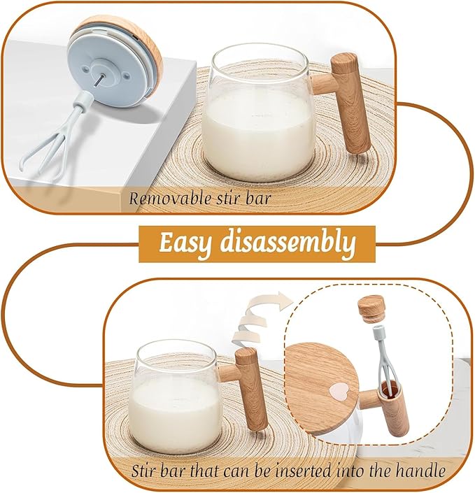 Electric Self-Stirring Coffee Mug Borosilicate Mixing Cup With Lid For Effortless Coffee, Milk, And Protein Powder Mixing At Home, Office, Or Travel (400 Ml, 1 Piece)