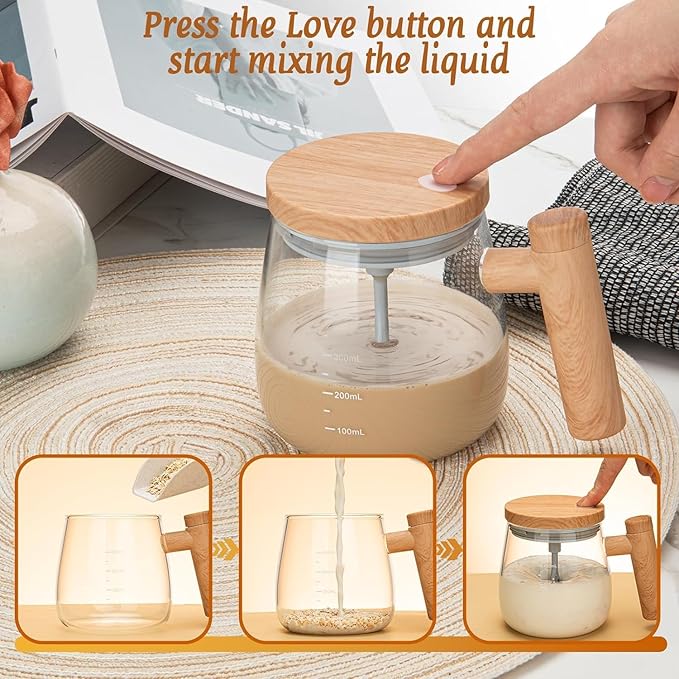 Electric Self-Stirring Coffee Mug Borosilicate Mixing Cup With Lid For Effortless Coffee, Milk, And Protein Powder Mixing At Home, Office, Or Travel (400 Ml, 1 Piece)