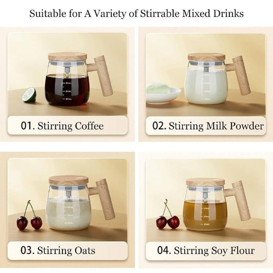 Electric Self-Stirring Coffee Mug Borosilicate Mixing Cup With Lid For Effortless Coffee, Milk, And Protein Powder Mixing At Home, Office, Or Travel (400 Ml, 1 Piece)