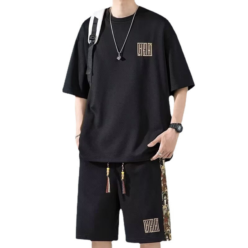 casual short-sleeved trendy suit for boys versatile