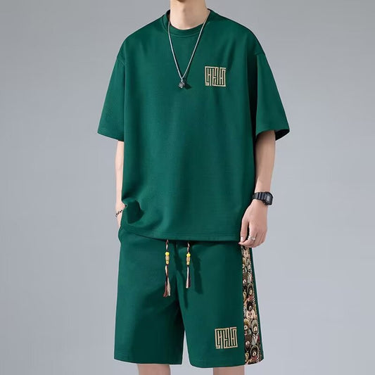 casual short-sleeved trendy suit for boys versatile