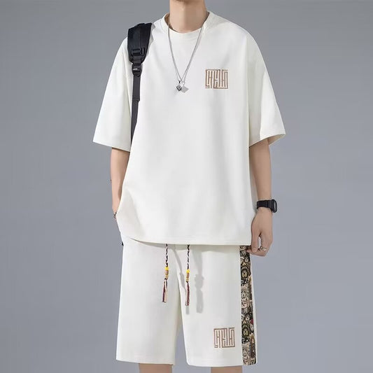 casual short-sleeved trendy suit for boys versatile