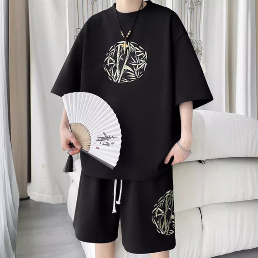 summer loose casual sports shorts short sleeve t-shirt two-piece set /COD available